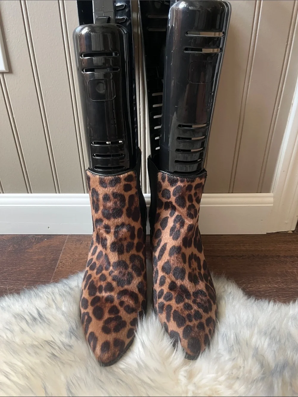 NEW Nine West Leopard Print Pointed Toe Ankle Boots - Brown
